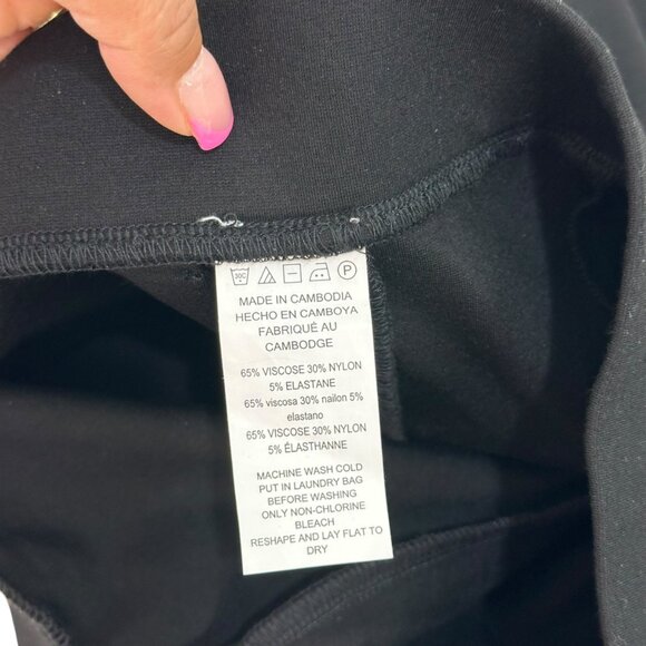 Michael Kors Women Black Mid-Rise Stretch Pull On Pants SZ M Straight Side Slits - Picture 4 of 12